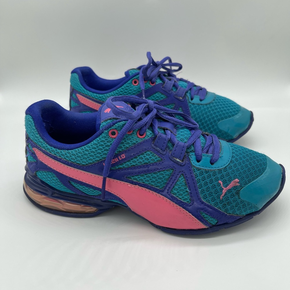Girls Puma 10 Cell 1.0 Shoes Teal & Pink Size 4